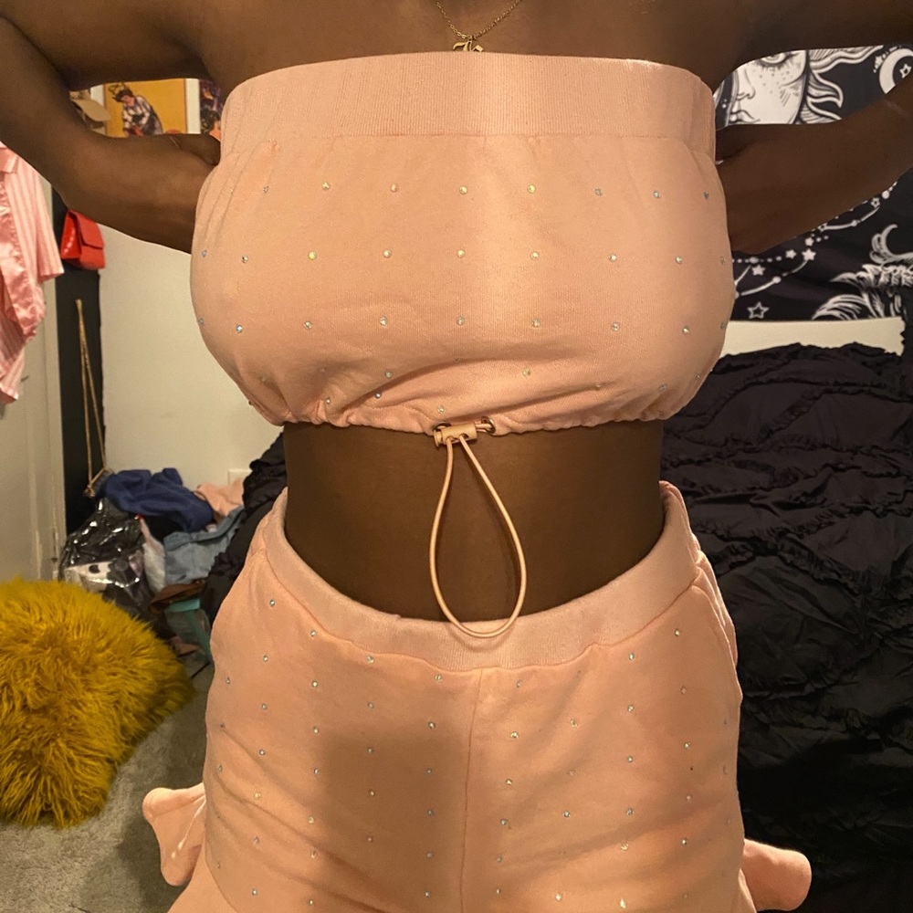 Pink Rhinestone Short Set - Picture 4 of 4